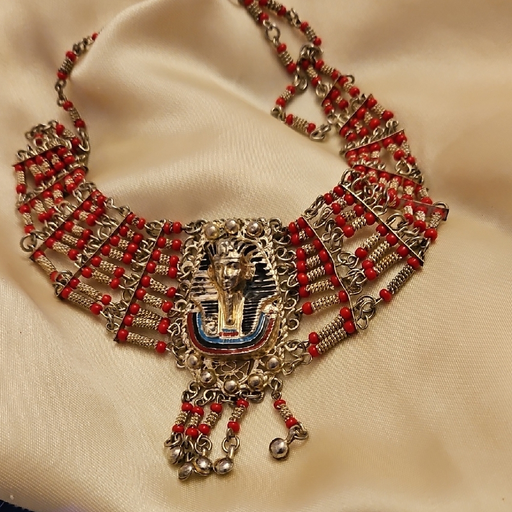 Elegant Red and Gold Egyptian Necklace